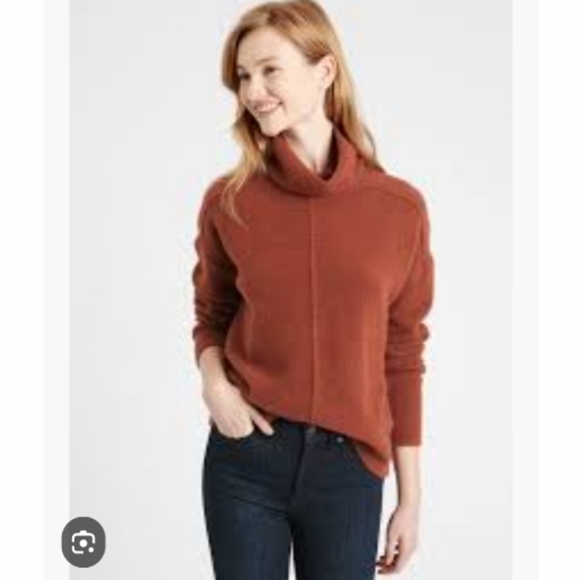 Banana Republic Wool Blend Centerseam Turtleneck in Colour Mesquite Wood - Picture 1 of 6